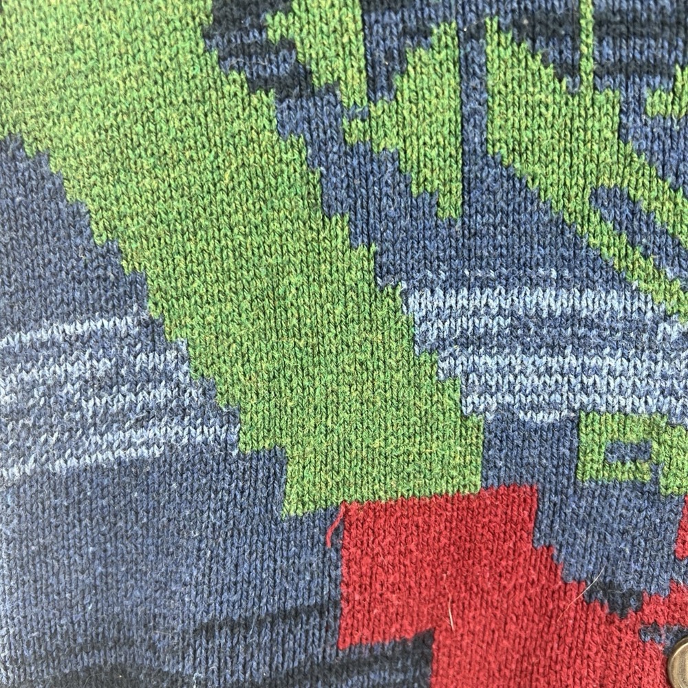 Chaps denim size S Button Vest Sweater Aztec Southwest native shawl collar Knit - Picture 4 of 10